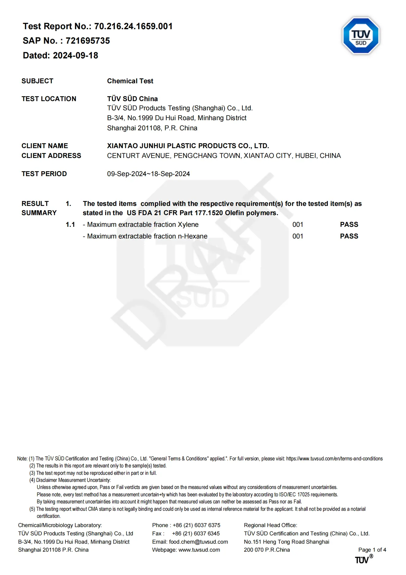 002 Test report JUNHUI 1 70216241659002-draft00 002 Test report JUNHUI 1 70216241659002-draft00